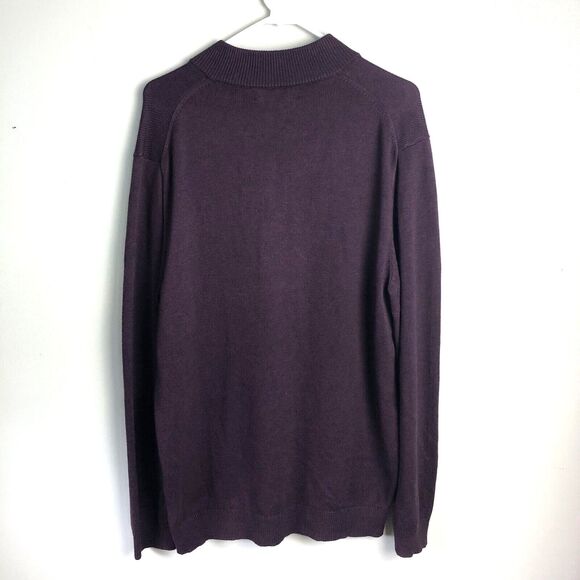 Mizzen+Main Sweater Mens XL Cassady Quarter Zip Plum Heather Mock Neck Pullover - Picture 8 of 14